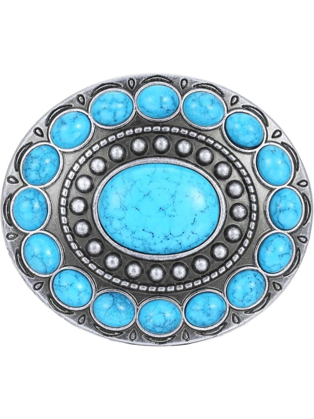 Unisex 3-silver Turquoise Texas Flower Cowgirl Belt Buckle Western Style